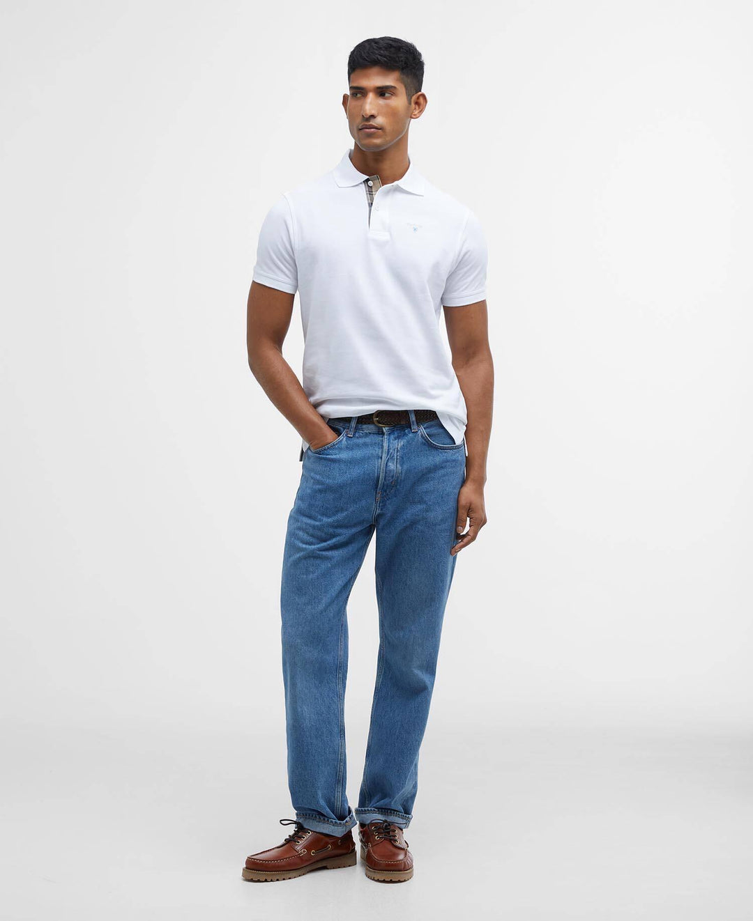 Tartan pique polo shirt  White