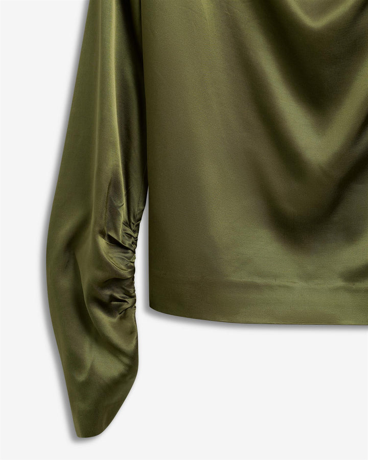 Beverly Satin Top  Moss Green