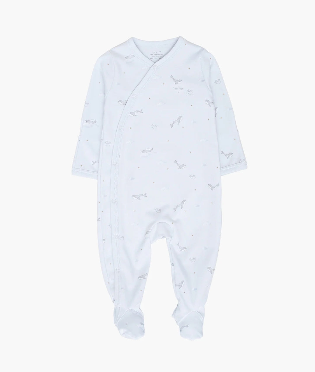 Whales Crossed Footie Blue