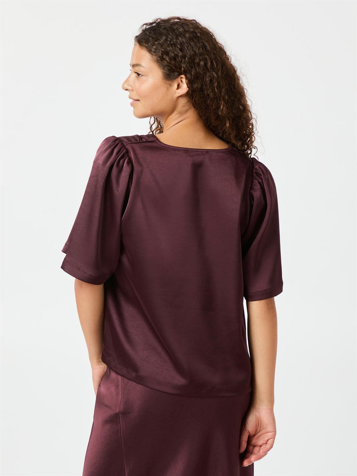 Largo Heavy Sateen Blouse  Burgundy