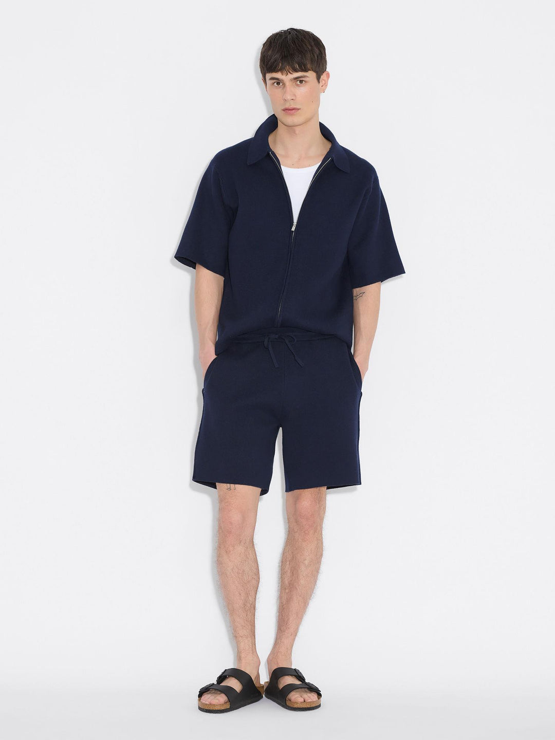 Summer Knit Zip Through  Navy
