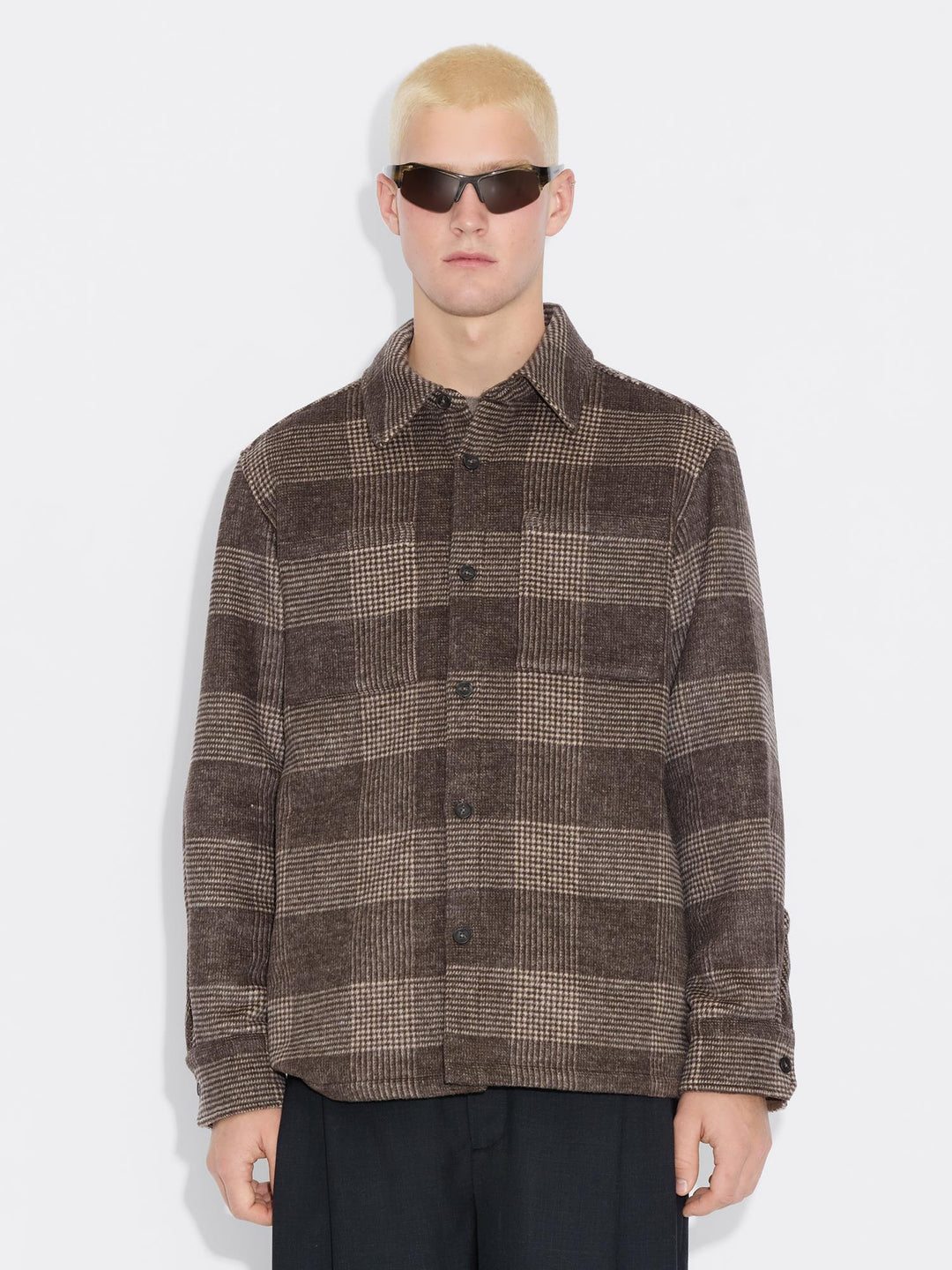 Mildew Flannel Overshirt  Brown Check