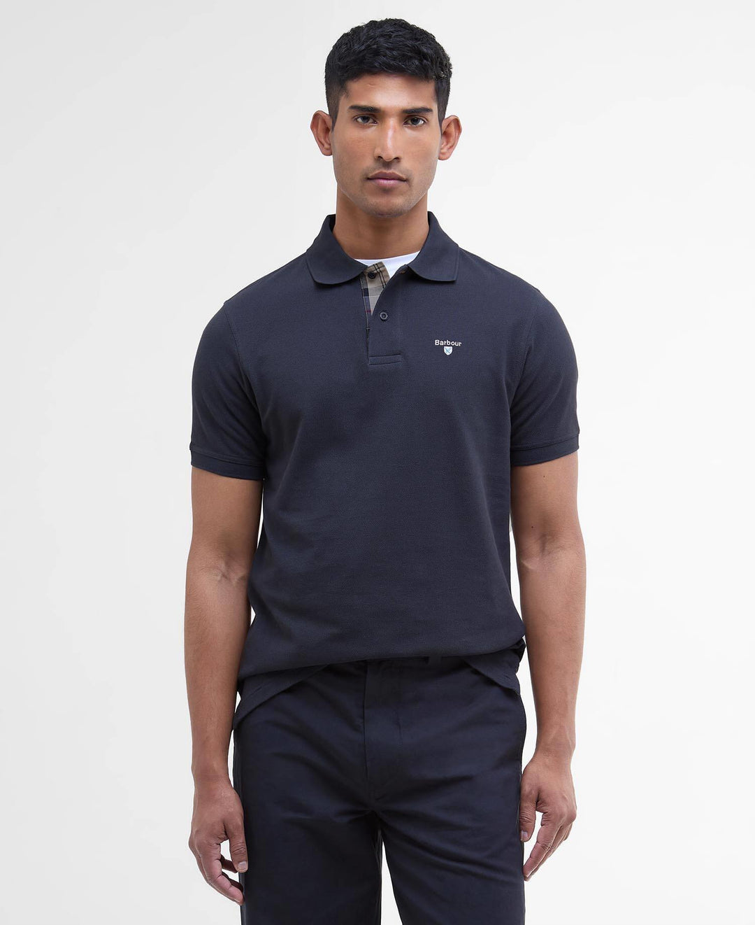 Tartan pique polo shirt  Navy