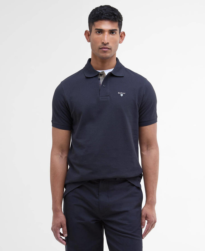 Tartan pique polo shirt  Navy