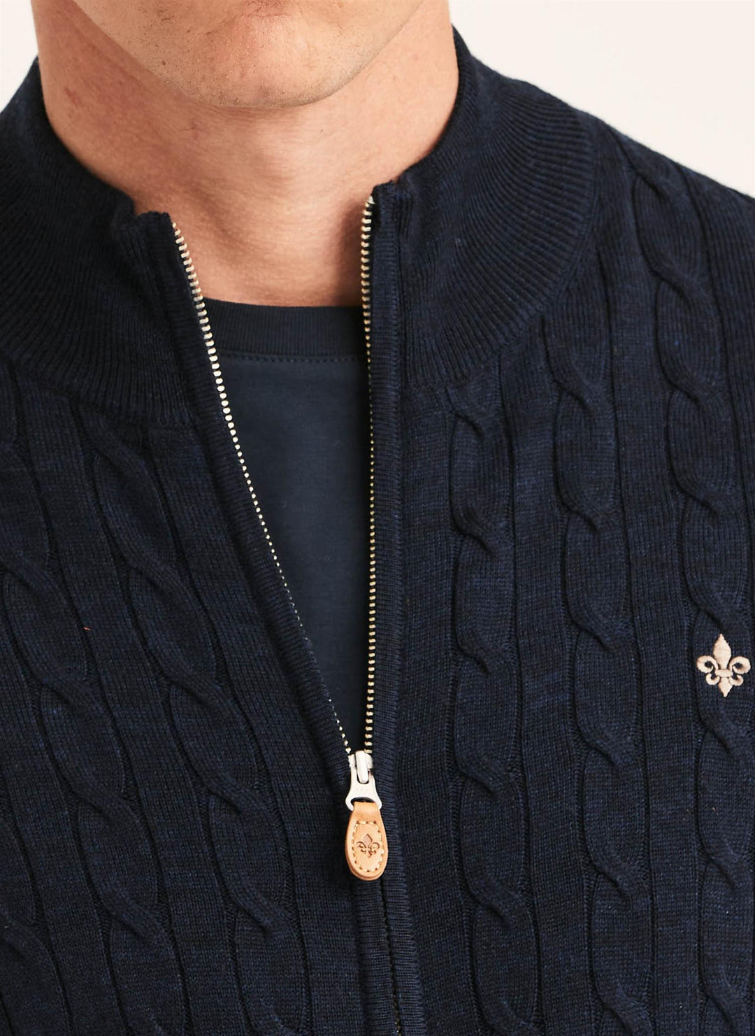 Merino Cable Zip Cardigan  Blue