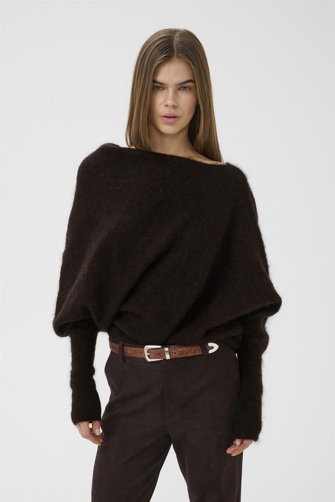 Debbie Drape Pullover  Ganache Melange