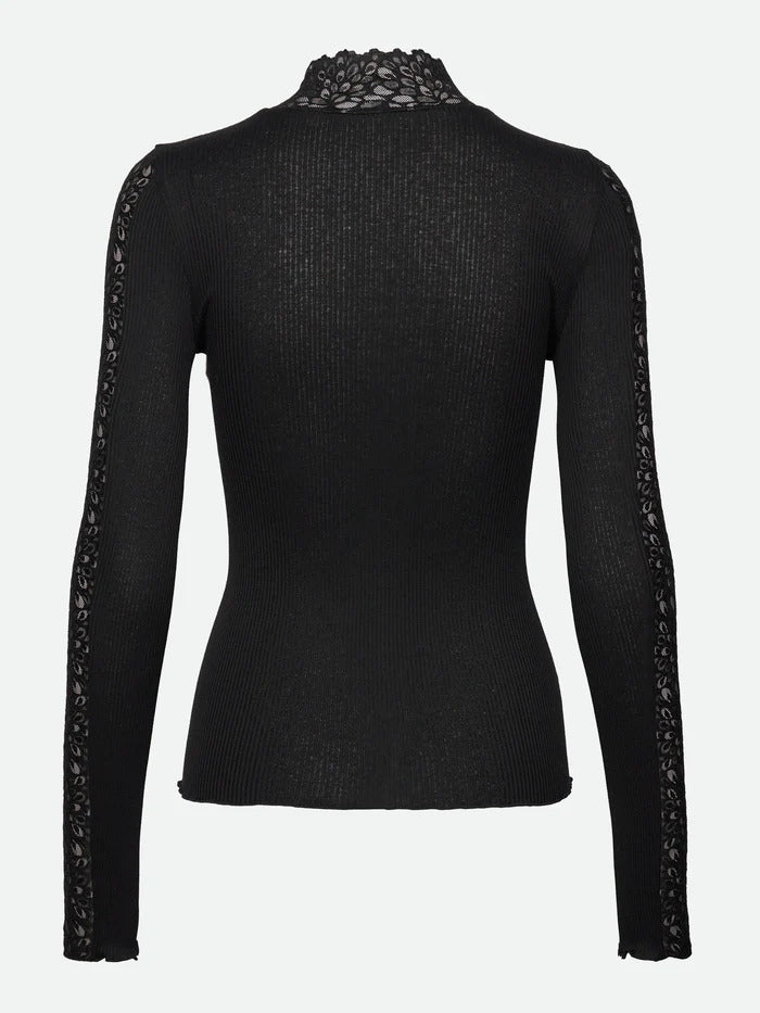 Beatha long sleeve t-shirt w/ lace  Black