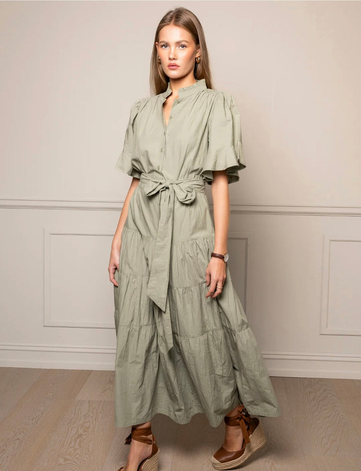 Gaia Dress  Sage Poplin