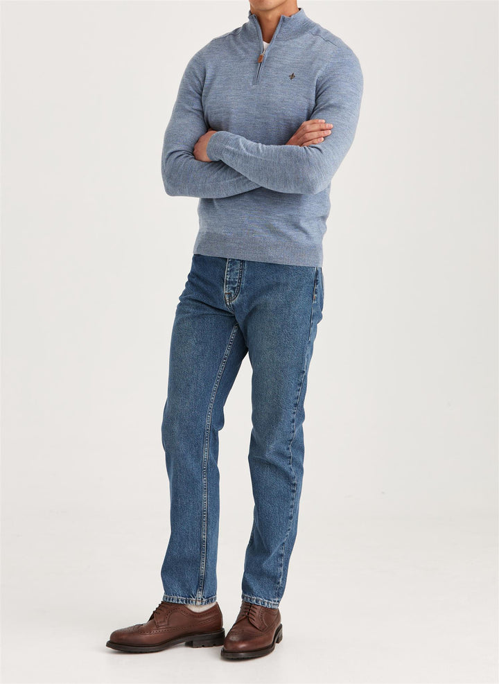 Merino John Zip  Blue