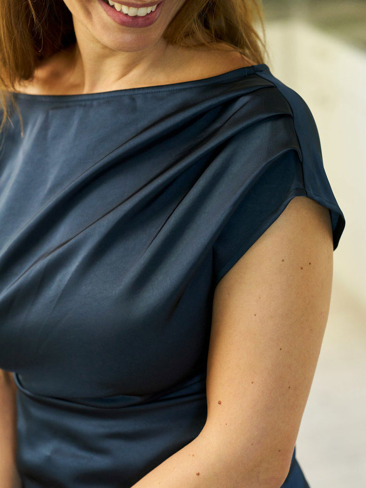 Mabelle Heavy Sateen Top Midnight Blue
