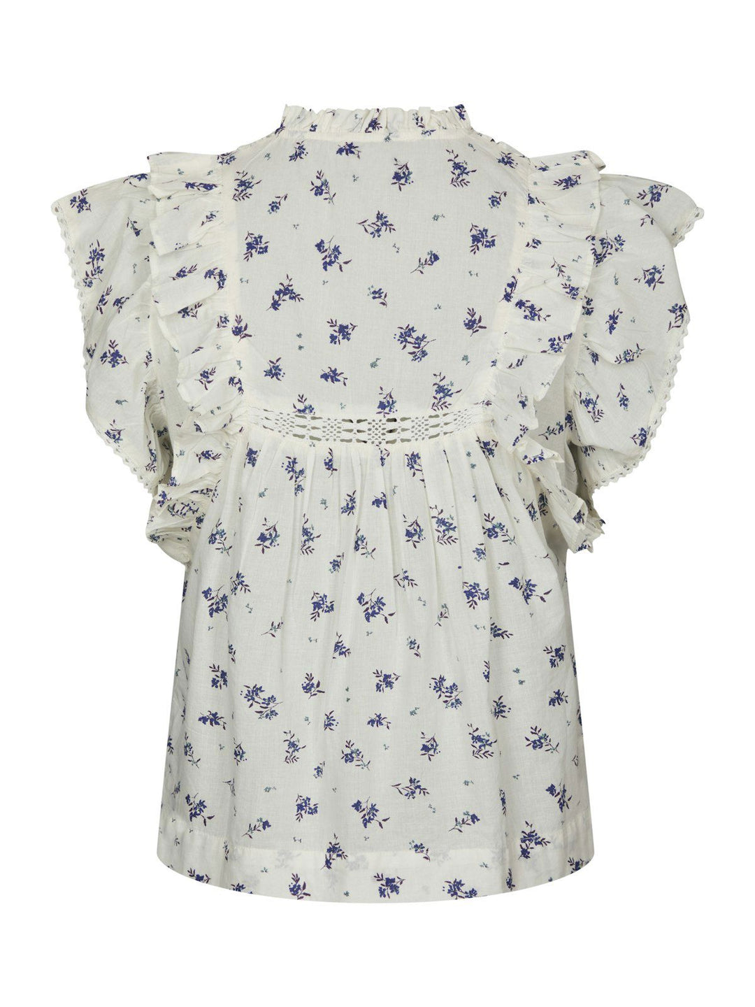 Jayla Small Blossom Top  White Blue