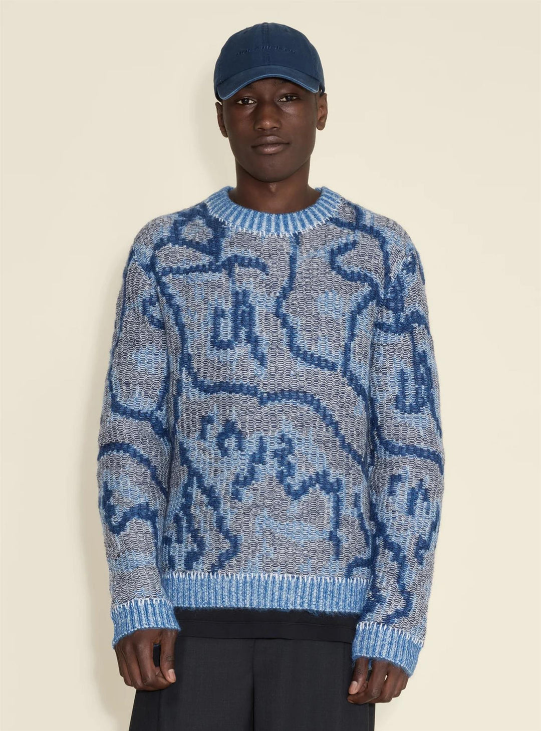 Charles Jacquard Sweater  Blue Mix