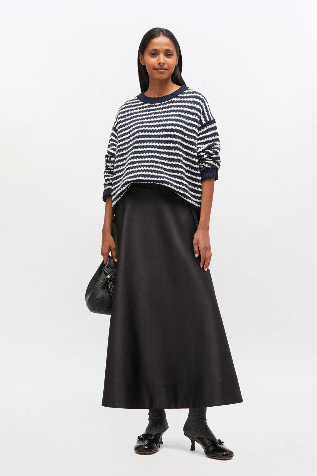 COTTON WOOL STRIPE SWEATER  683 Sky Captain