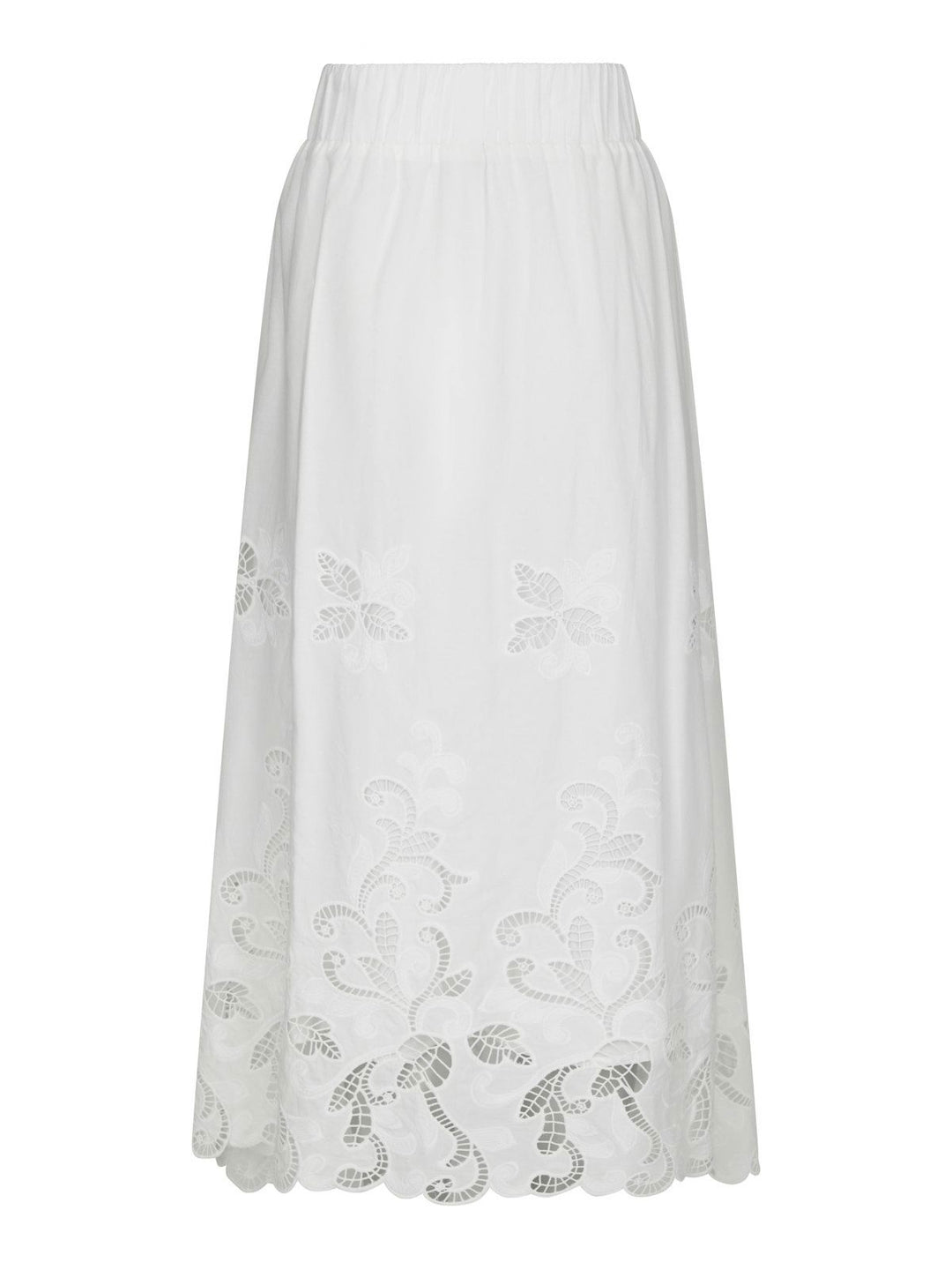Yara Long Emb Skirt  White