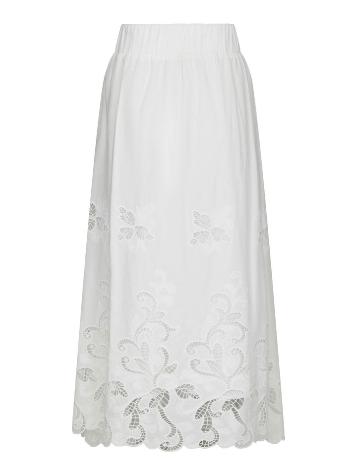 Yara Long Emb Skirt  White