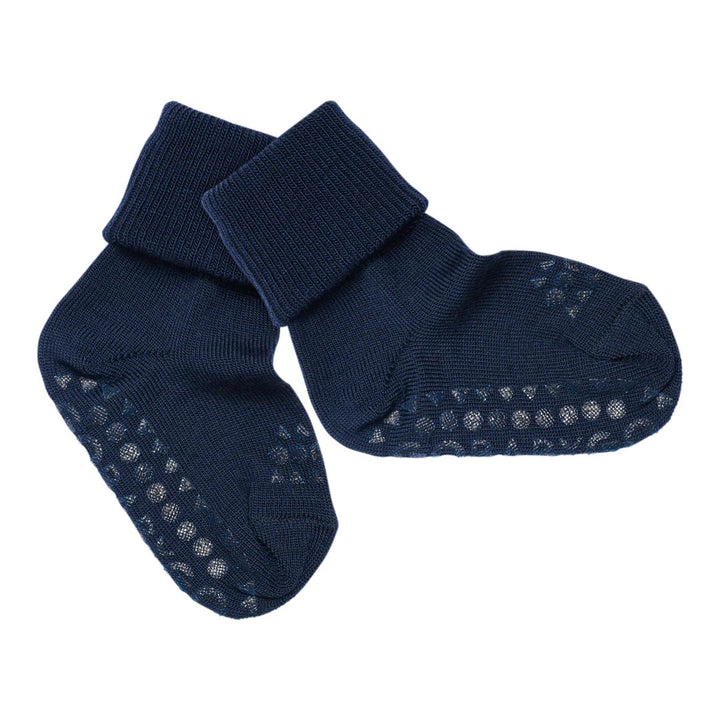 Non-Slip socks in Merino Wool  Midnight Blue