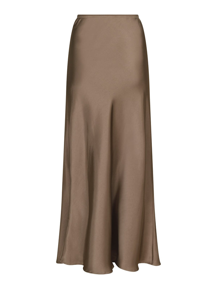 Vicky Heavy Sateen Skirt  Dark Taupe