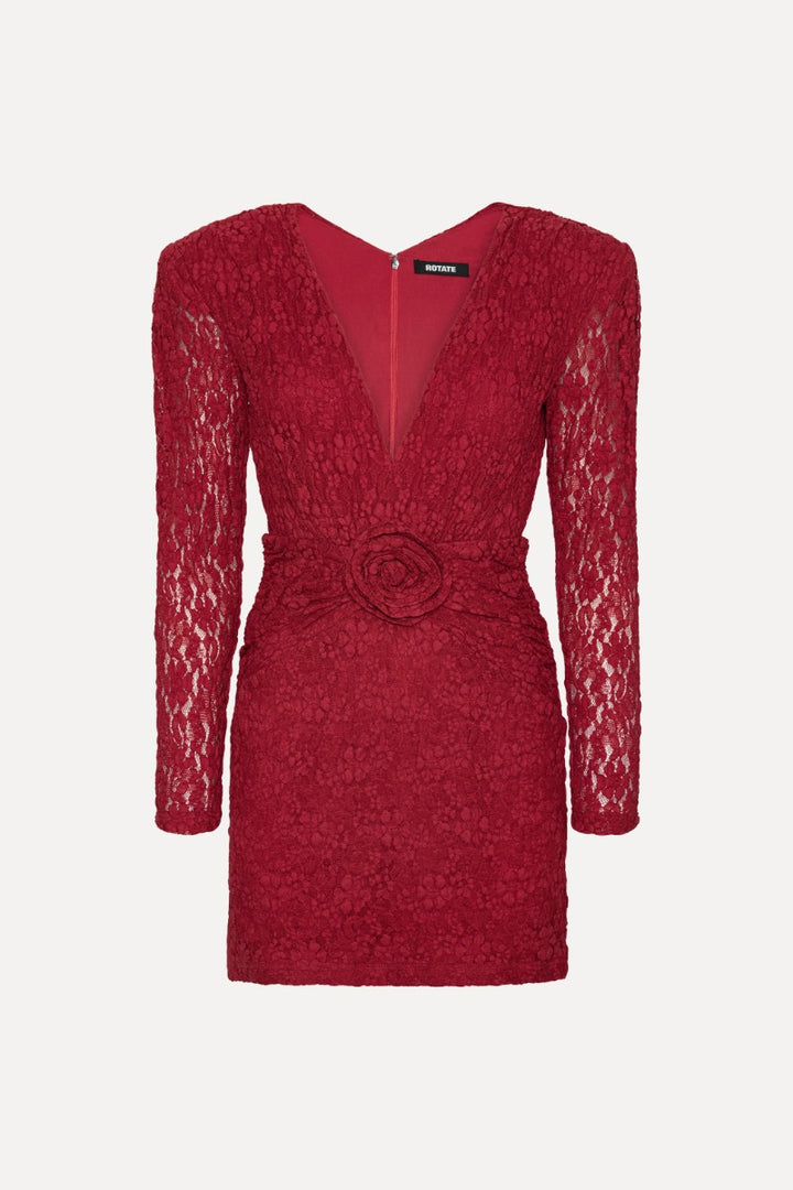 LACE V-NECK MINI DRESS  Scooter Red