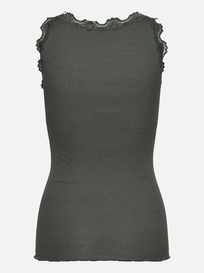 RWBabette Silk SL U-neck Lace Top  Balsam Green