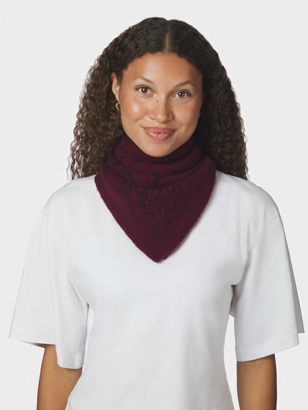 Adelina Paisley Knit Scarf Wine