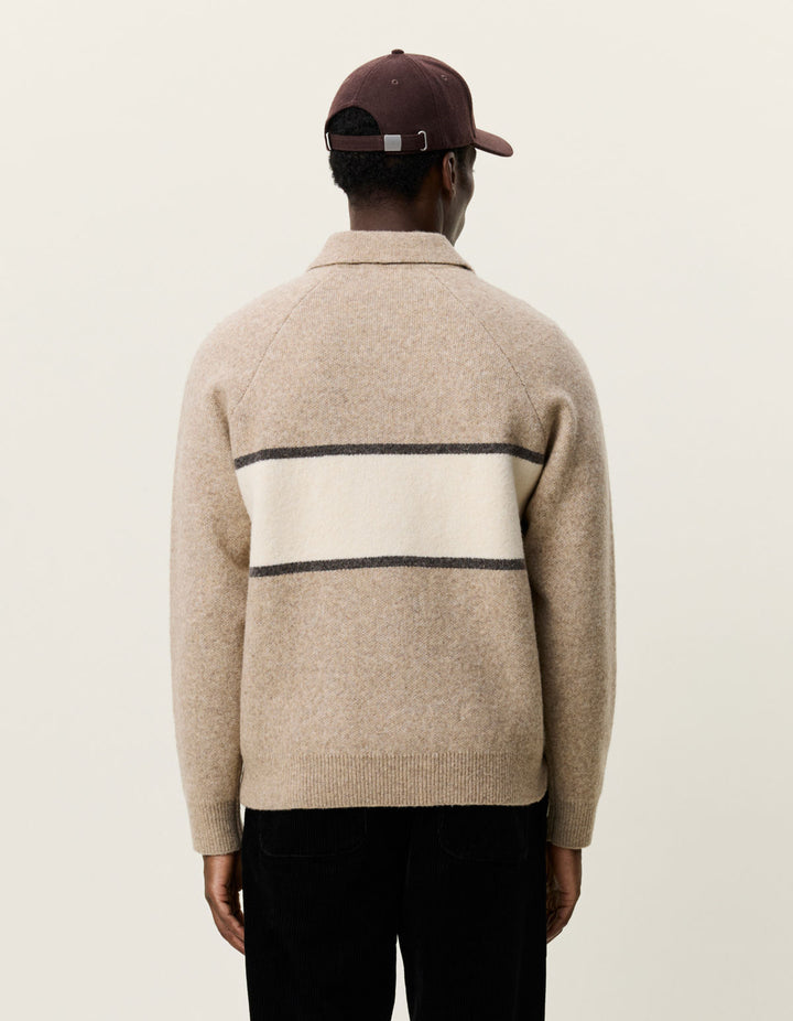 Signature Melange Knitted Polo Dark Sand Melange