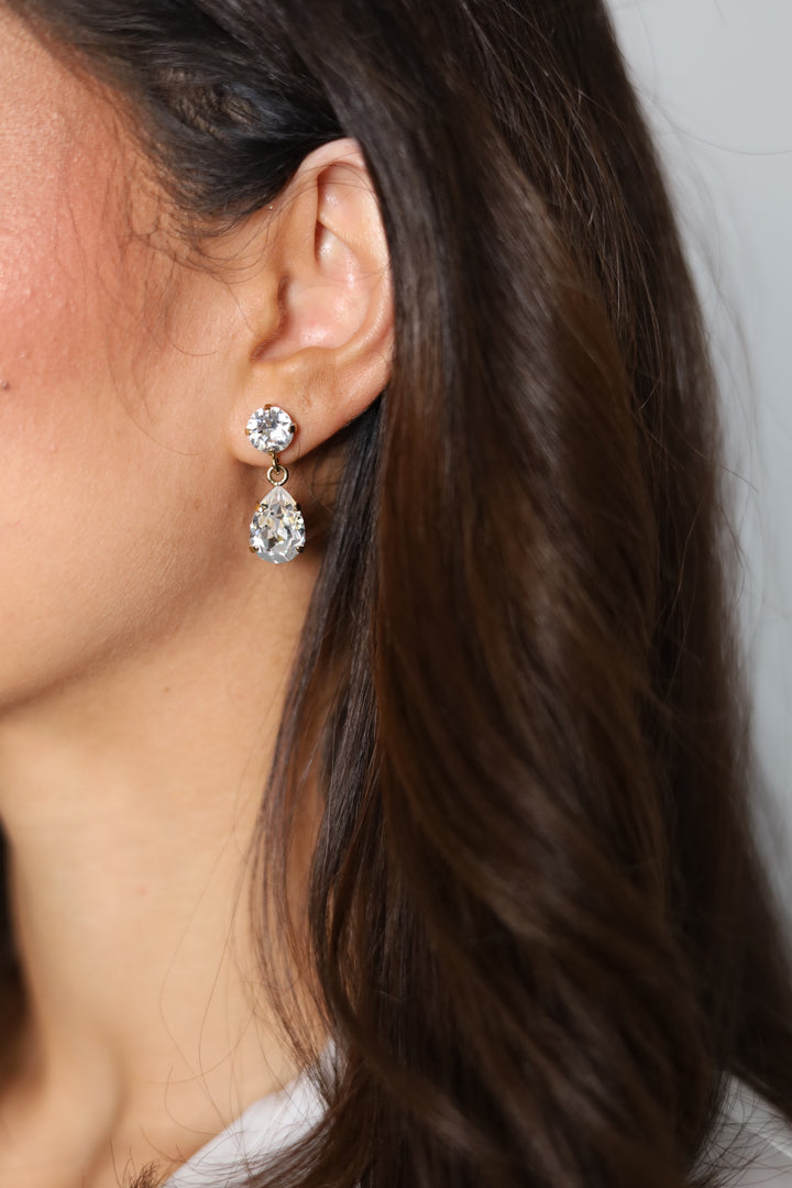 MINI DROP EARRING GOLD Crystal