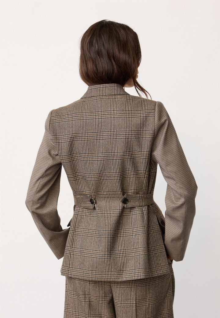 VeyaCC Check Fitted Blazer  Brown