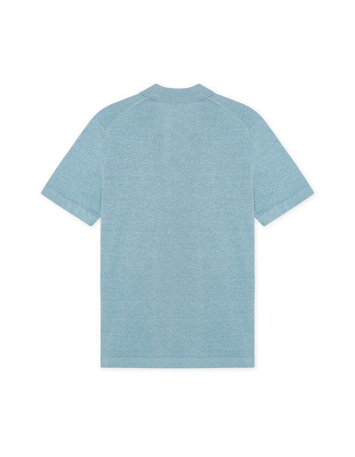 Signature Knit Polo  Faded Denim Blue