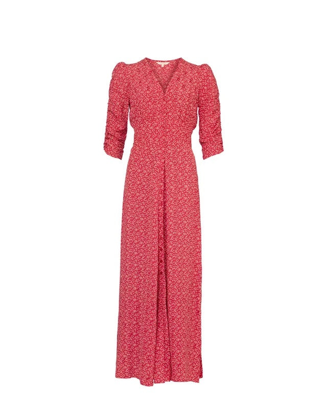 Spring Button-Down Dress  Red Dots