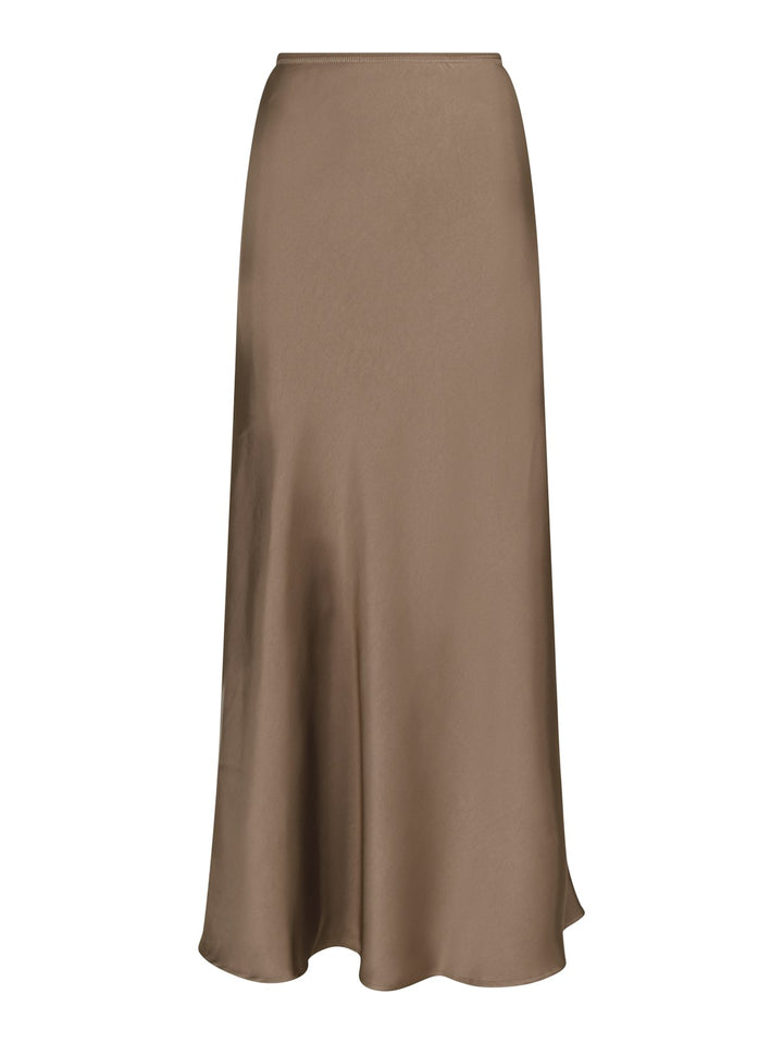Vicky Heavy Sateen Skirt  Dark Taupe