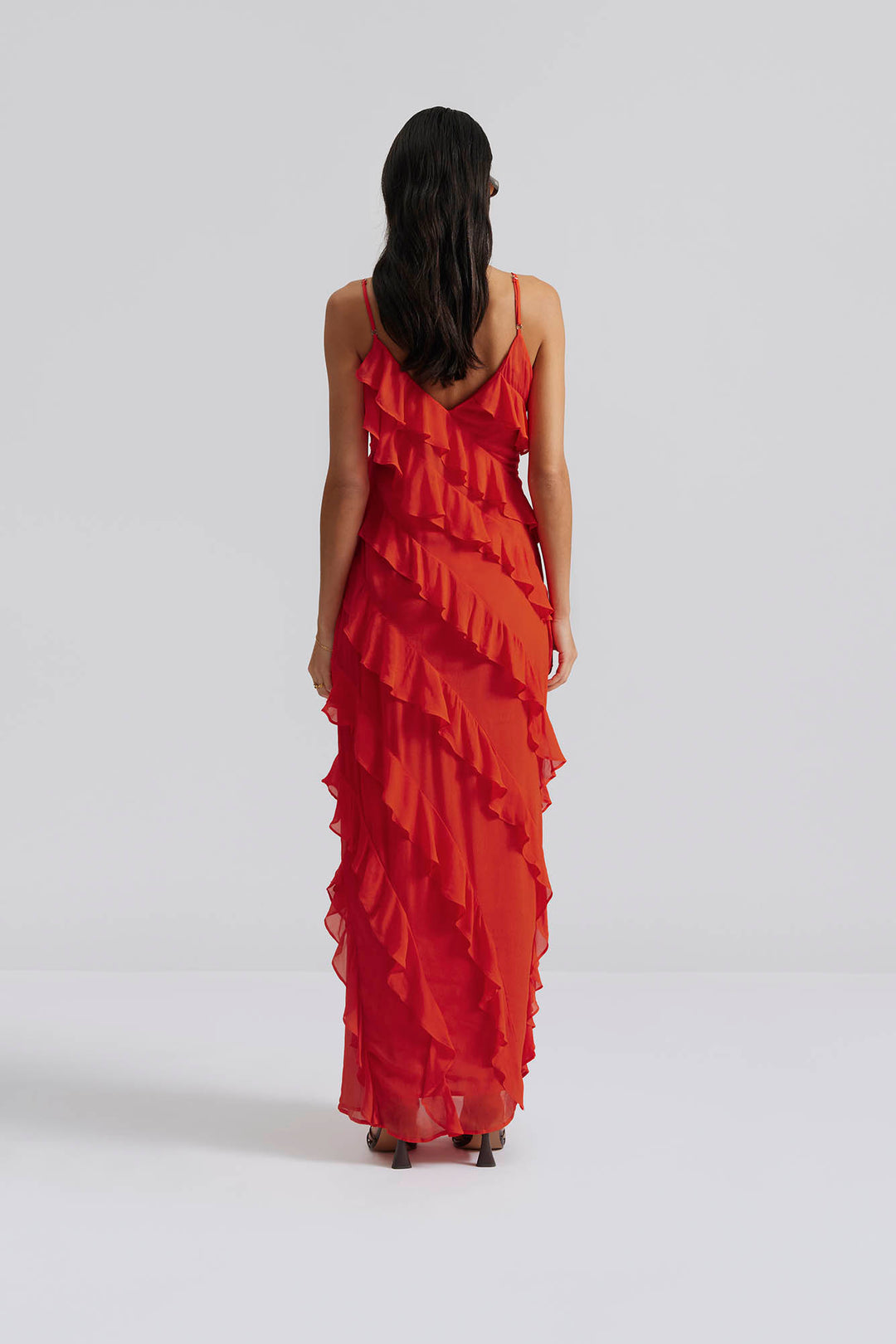 Cecily ruffle-trimmed maxi dress  Summer Red