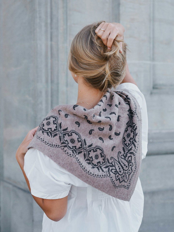Adelina Paisley Knit Scarf  Beige Melange