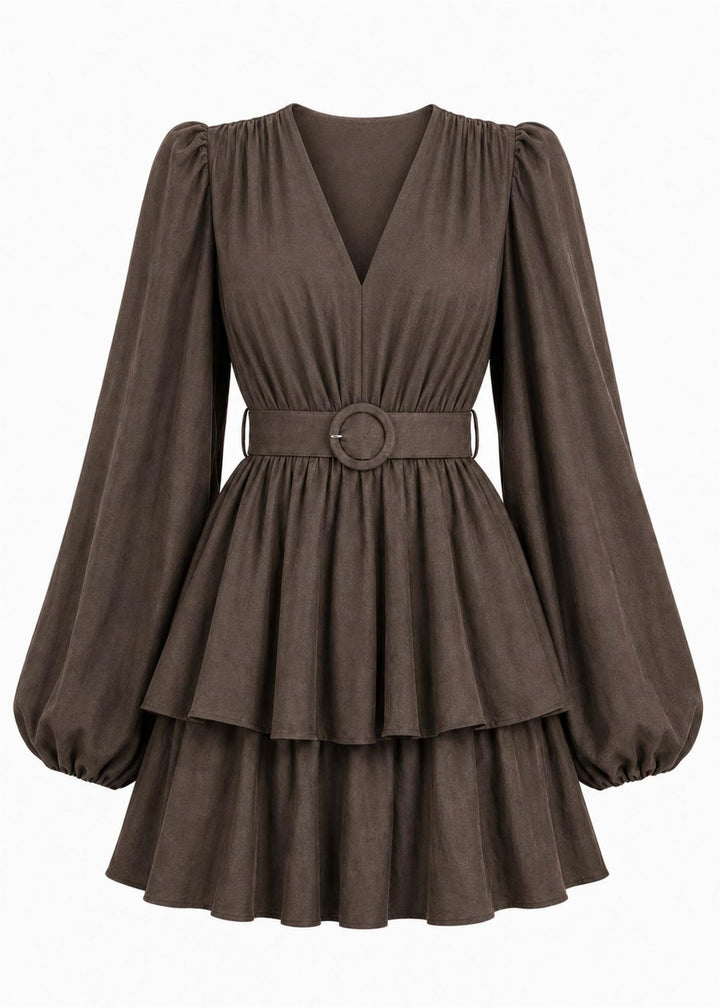 Abina Satin kjole  Coffee Brown
