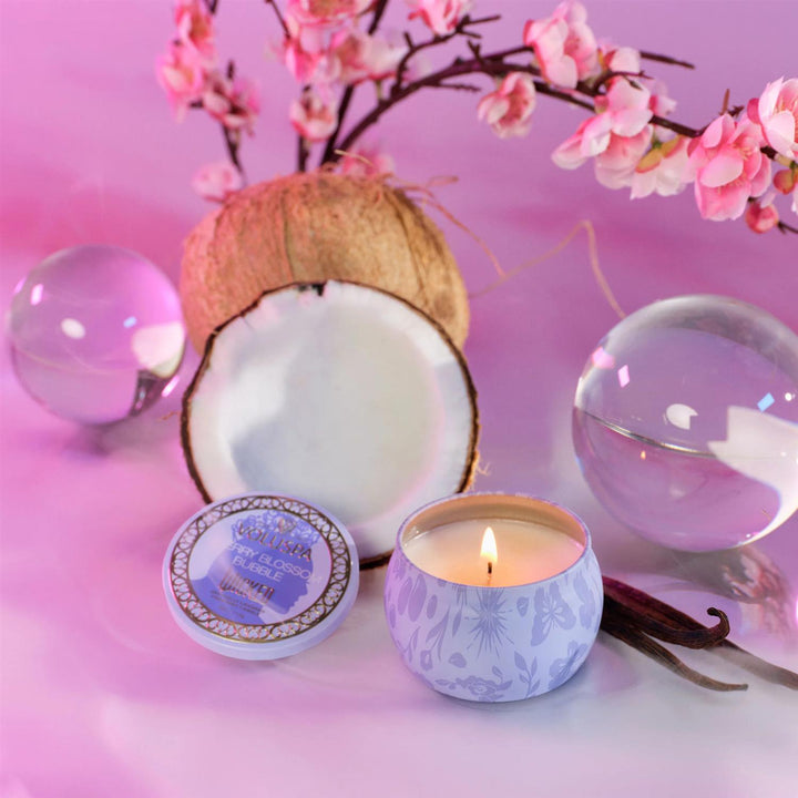 MINI TIN CANDLE 25T  Cherry Blossom Bubble