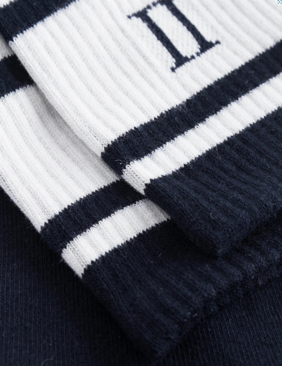 William Stripe 2-Pack Socks  Dark Navy/Off White