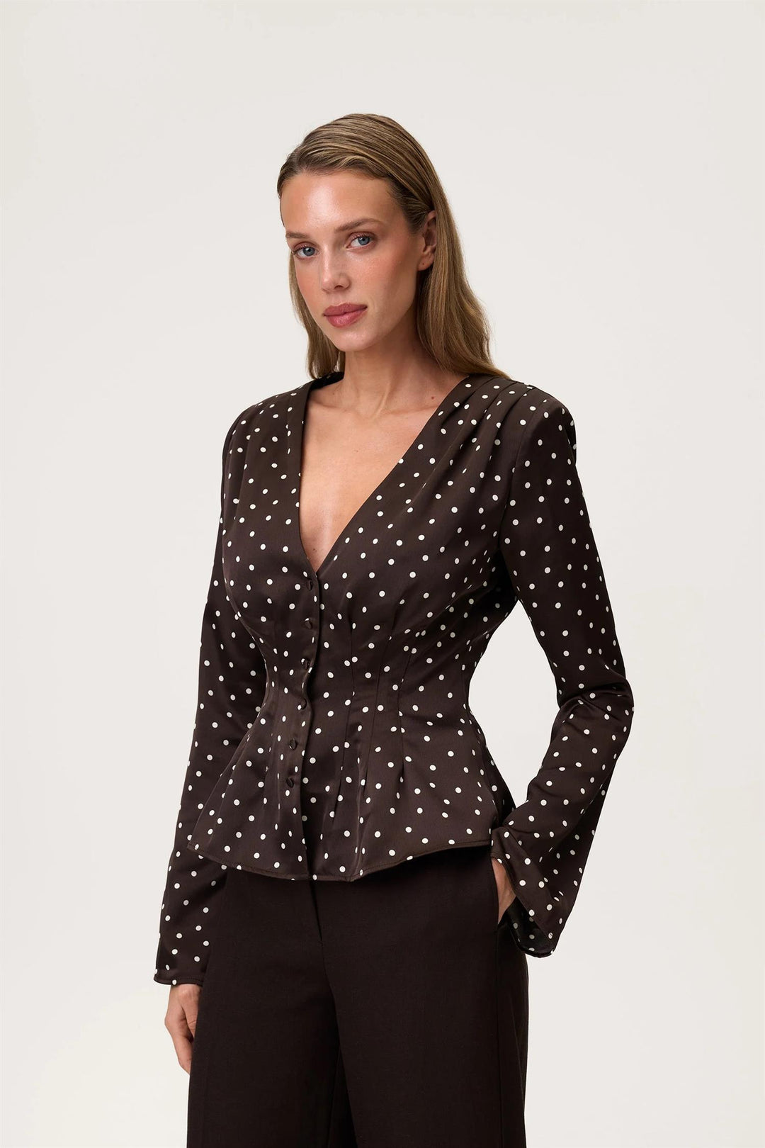 MARMO BLOUSE  Micro Dots Espresso