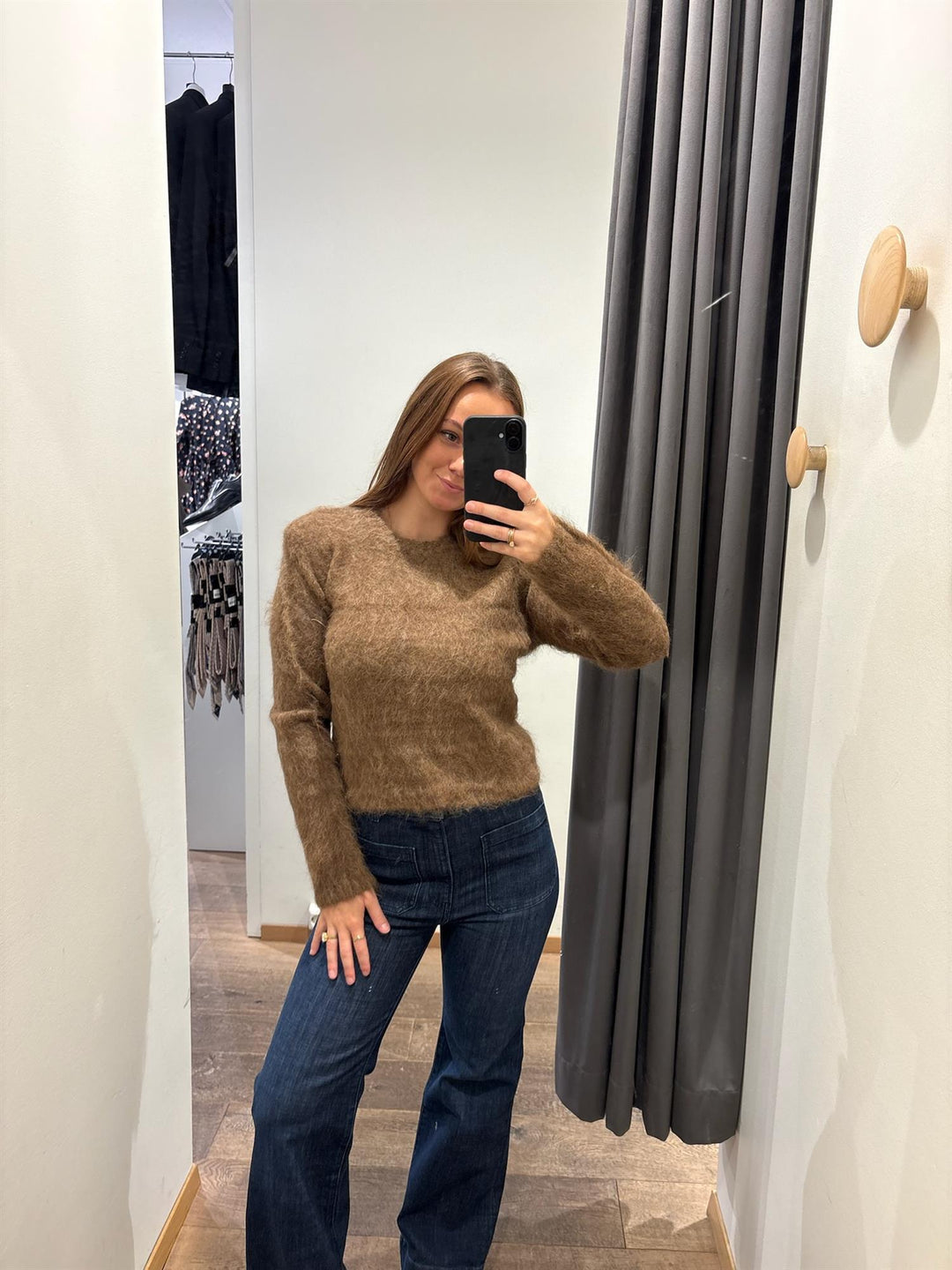 Hairy Knit Sweater  Brown