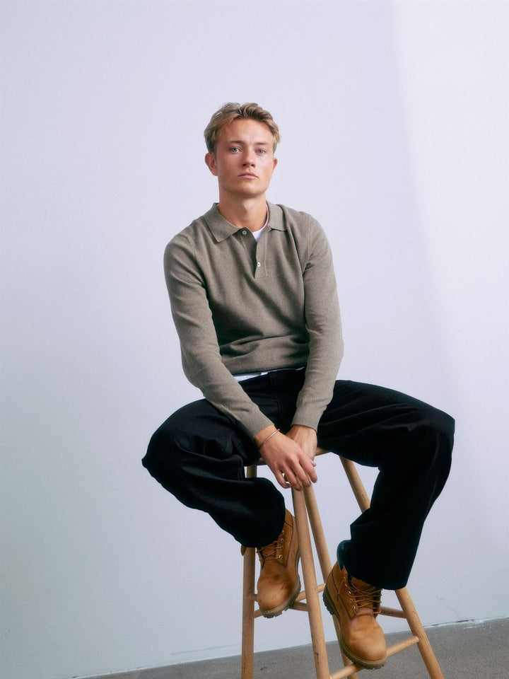 GRHam LS Polo Knit  Nature Melange