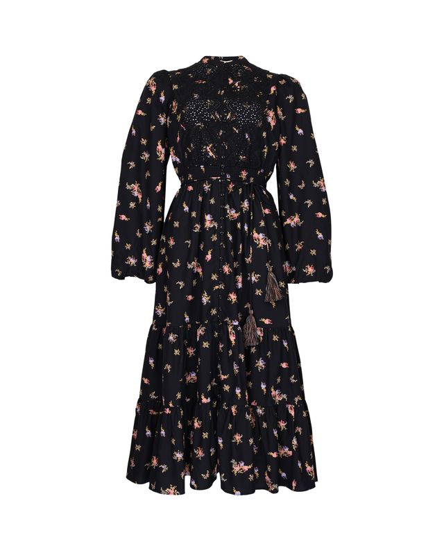 Winter Cotton Midi Dress  Petite Flowers