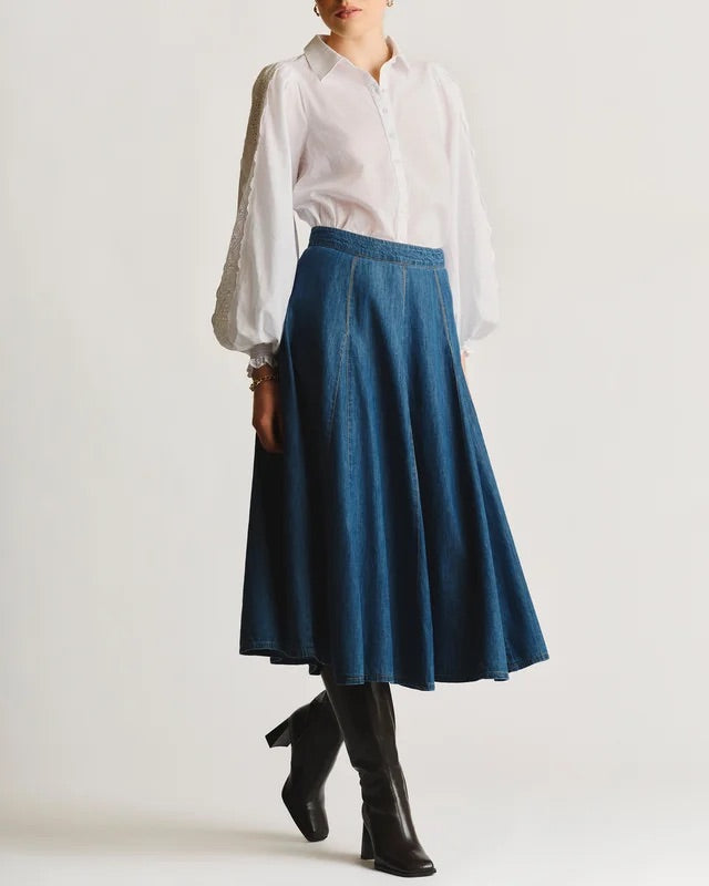 DENIM MIDI SKIRT  Dark Blue