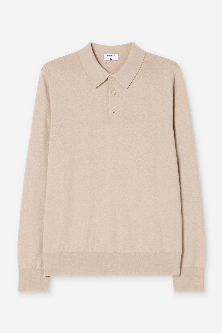 knitted polo shirt  Pearl Beige