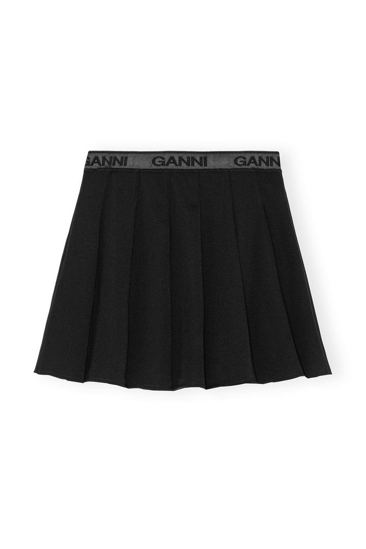 Light Twill Pleated Mini Skirt  Black