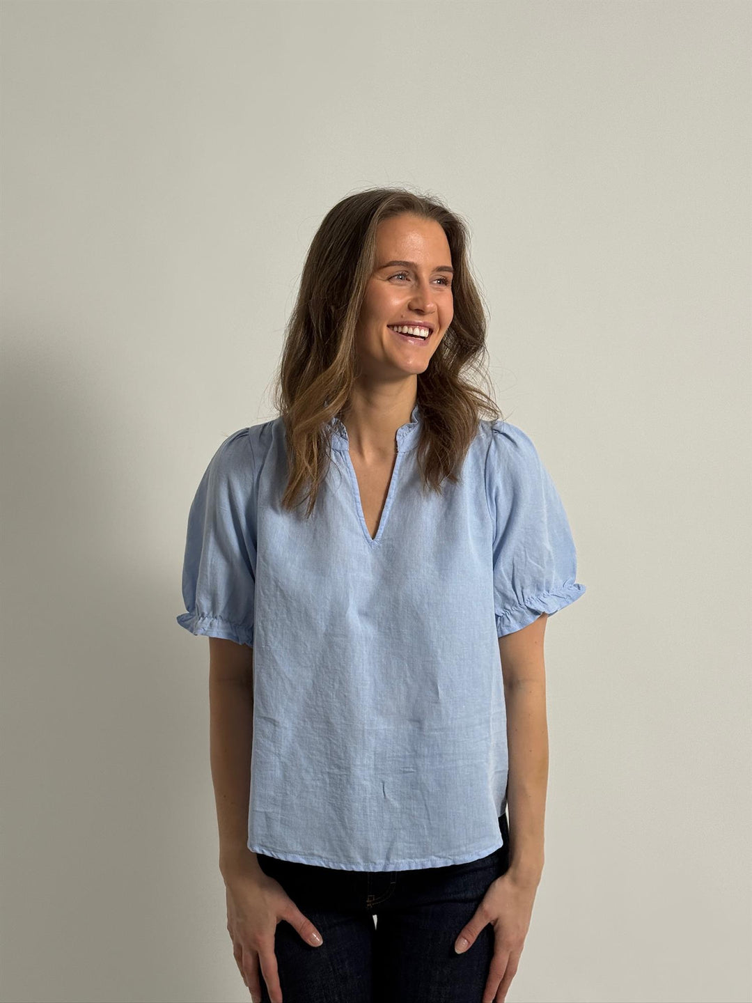 Odesa Linen Blouse  Light Blue