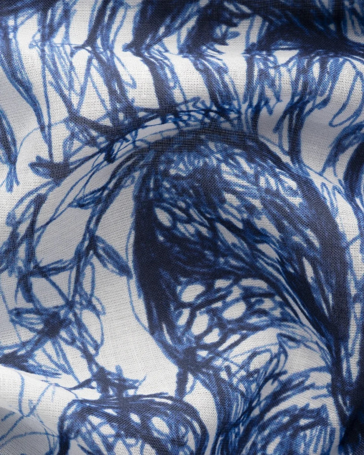 Fine Foliage Cotton Bandana  White