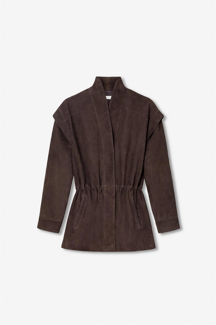 Winnie Leather Jacket  Dark Brown Suede
