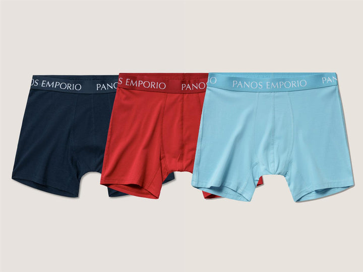3pk Base Bamboo Boxer  Navy/Lipstick Red/Water