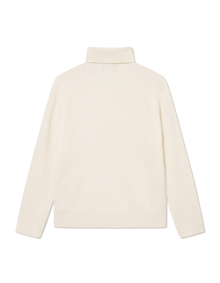 Eddie Wool Rib Rollneck Knit  Ivory