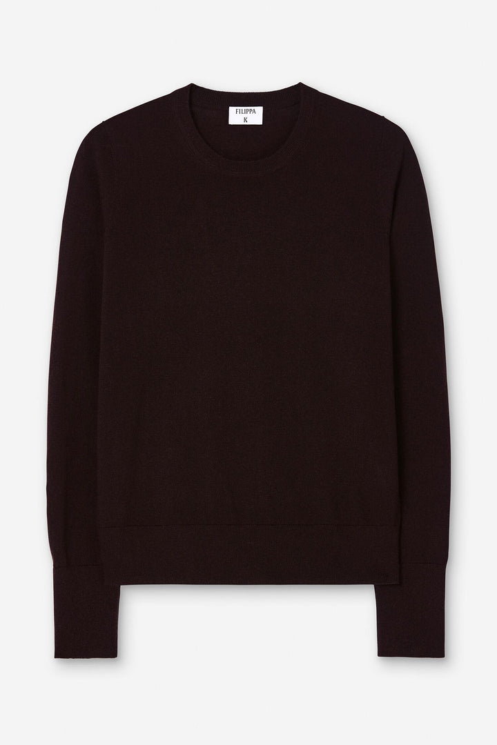 merino r-neck sweater  Dark Chocolate