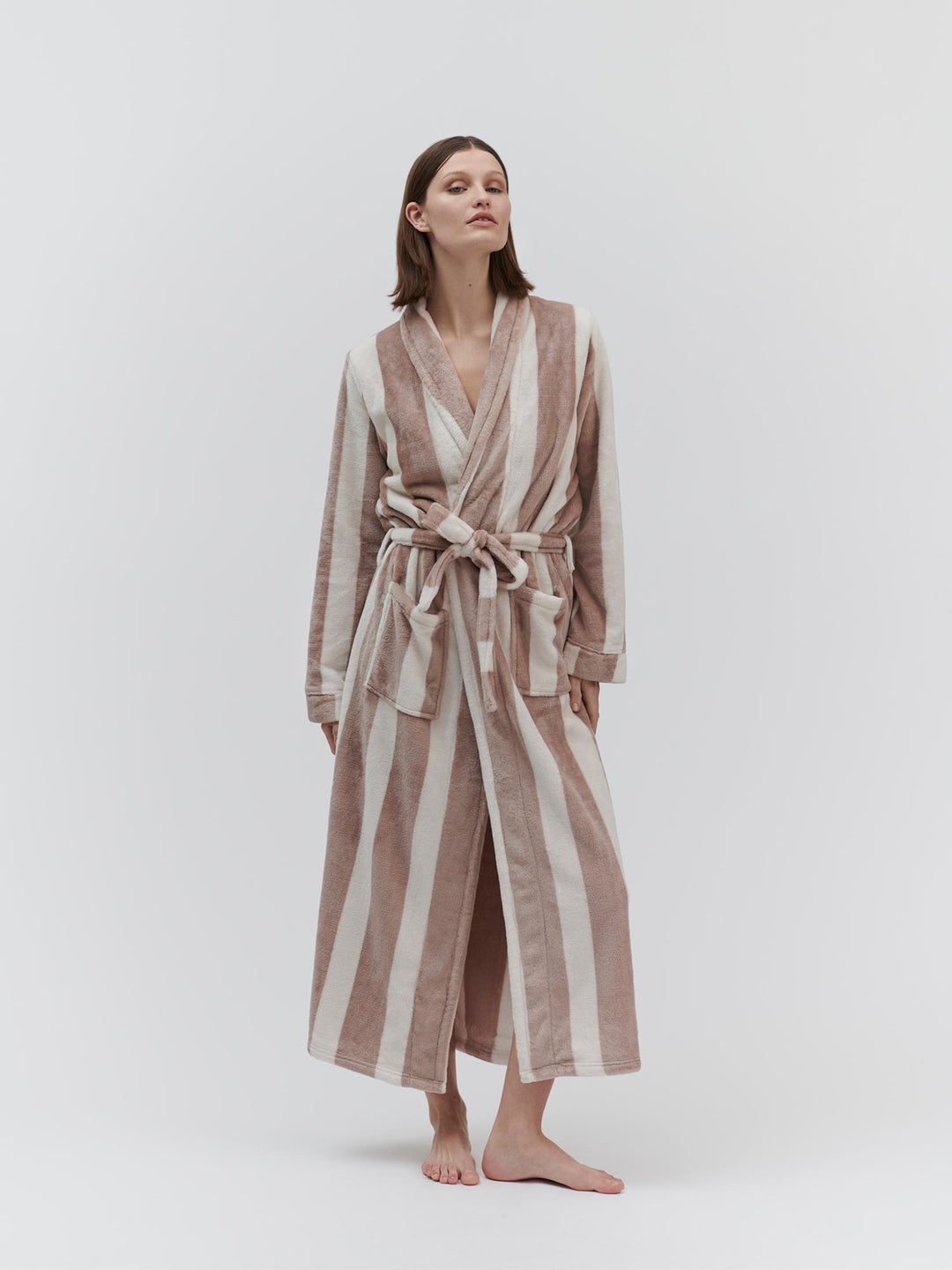 RHFlurry ffleece robe  Powder Stripe