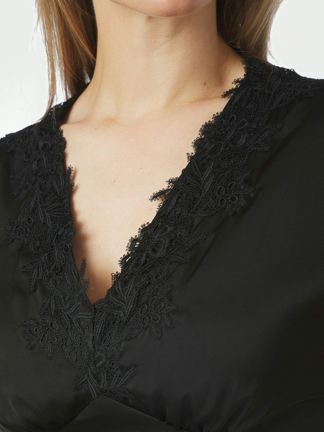 Clarita Drapy Sateen Dress Black